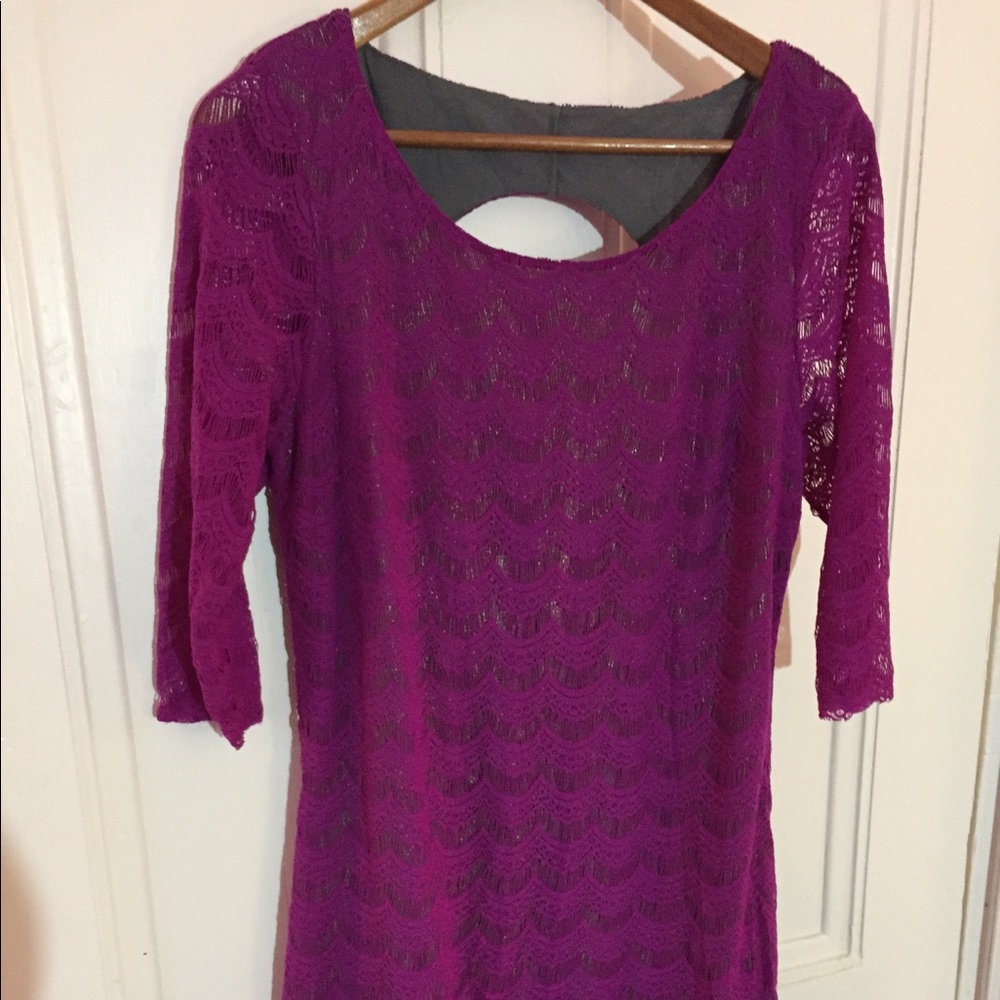 Free People Fuchsia Scallop Lace Bodycon Dress L